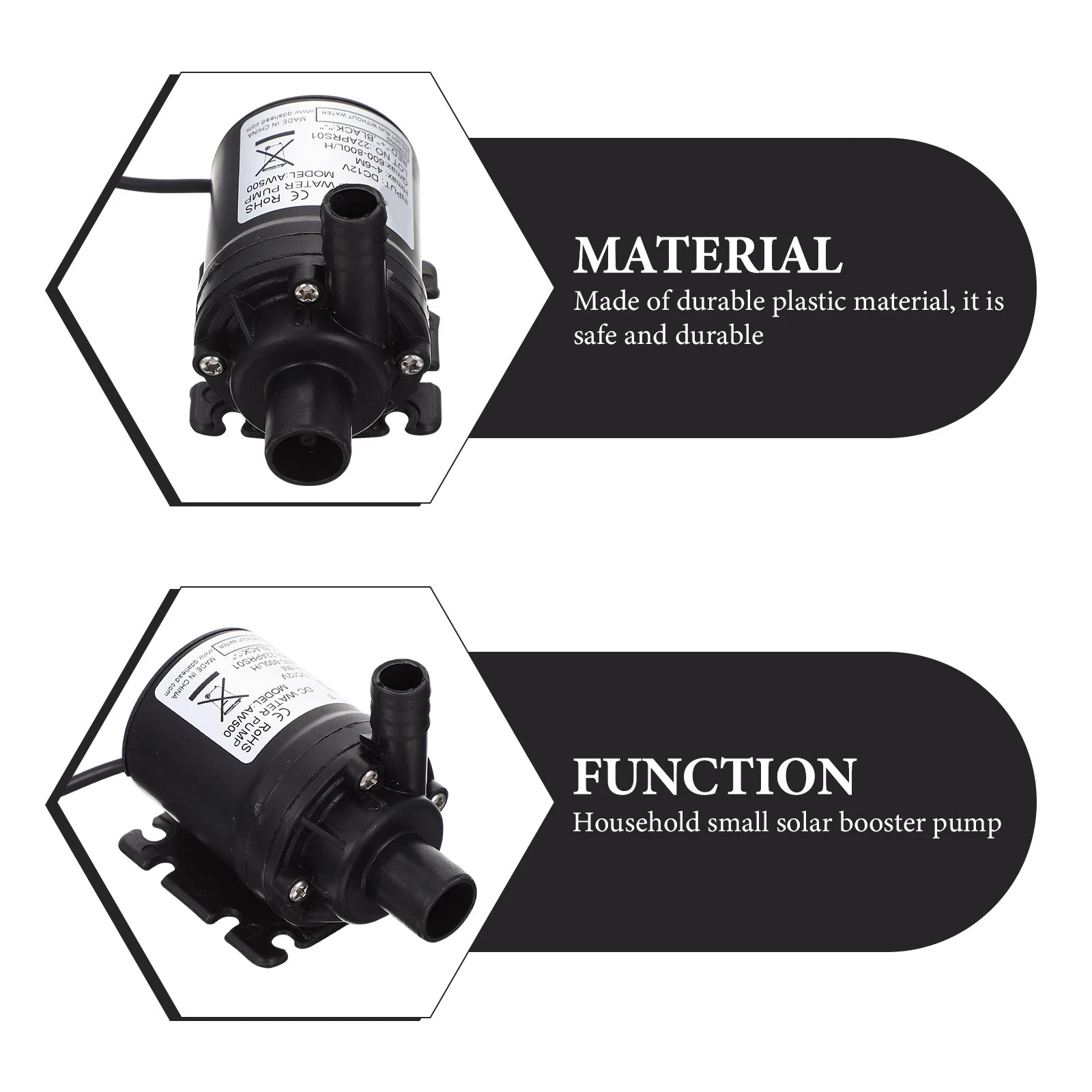 

Solar Booster DC 12V Submersible Water Quiet Motor Wear Resistant Long Life for Hydroponic System