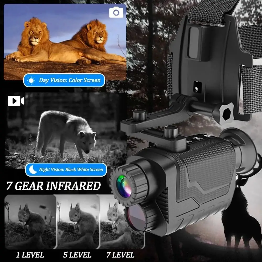Helmet-Mounted 4K HD Night Vision Monocular 8X Zoom | Digital Infrared Night Vision Device Featuring Waterproof Wifi Video