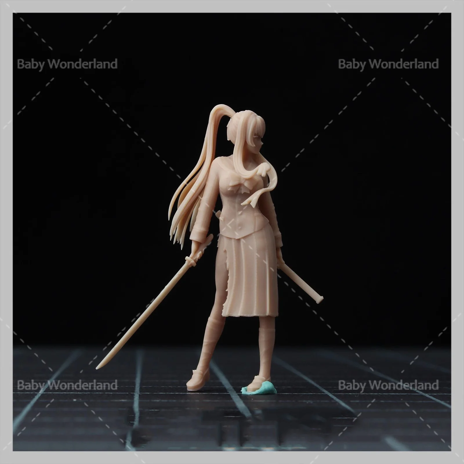 Miniatures Figures 1/64 1/43 Japanese Zombie Anime Character Girl Holding Knife Model Creative Photography Scene Car Vehicle