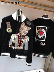 Fashion Autumn Winter Men's Women's Jackets Slim-Fit Embroidered Long Sleeve Jackets Stand Collar Baseball Uniform Jacket Coats
