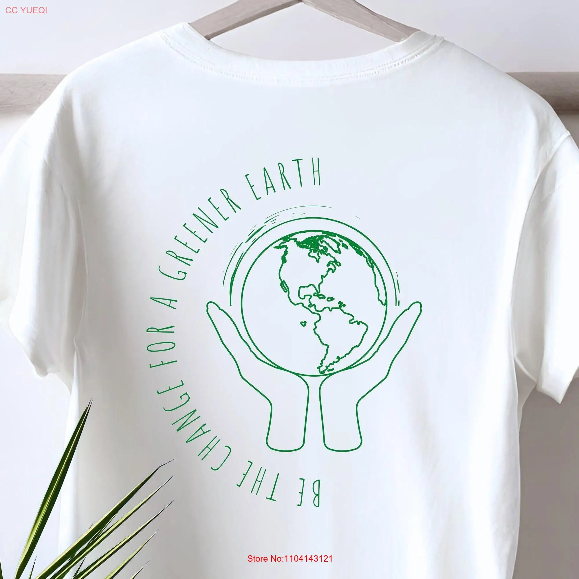 Green T shirt Greener Earth  long or short sleeves