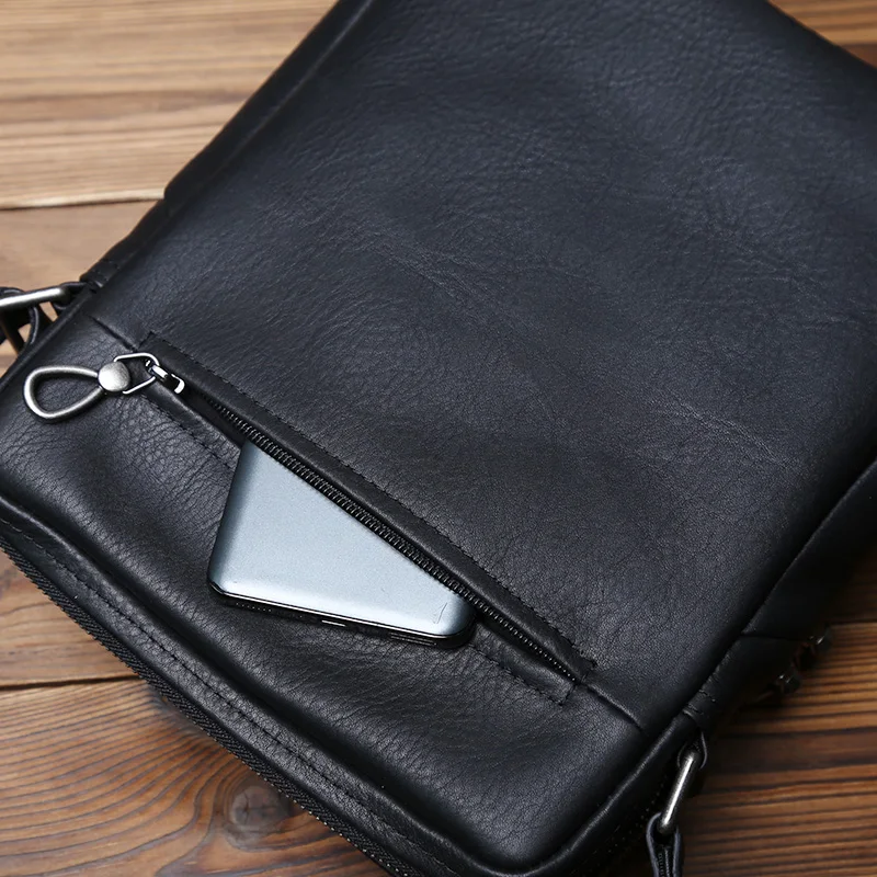 NZPJ Herren-Umhängetasche, Oberschicht, Rindsleder, Trend-Umhängetasche, Leder, lässig, Jugendmode, Herrentasche, geeignet für 10-Zoll-iPad – Detail 11