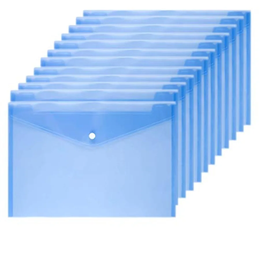 

Poly Envelope 12 Pcs Document Envelopes with Snap Button Quality Clear Document Folder for A4 Size