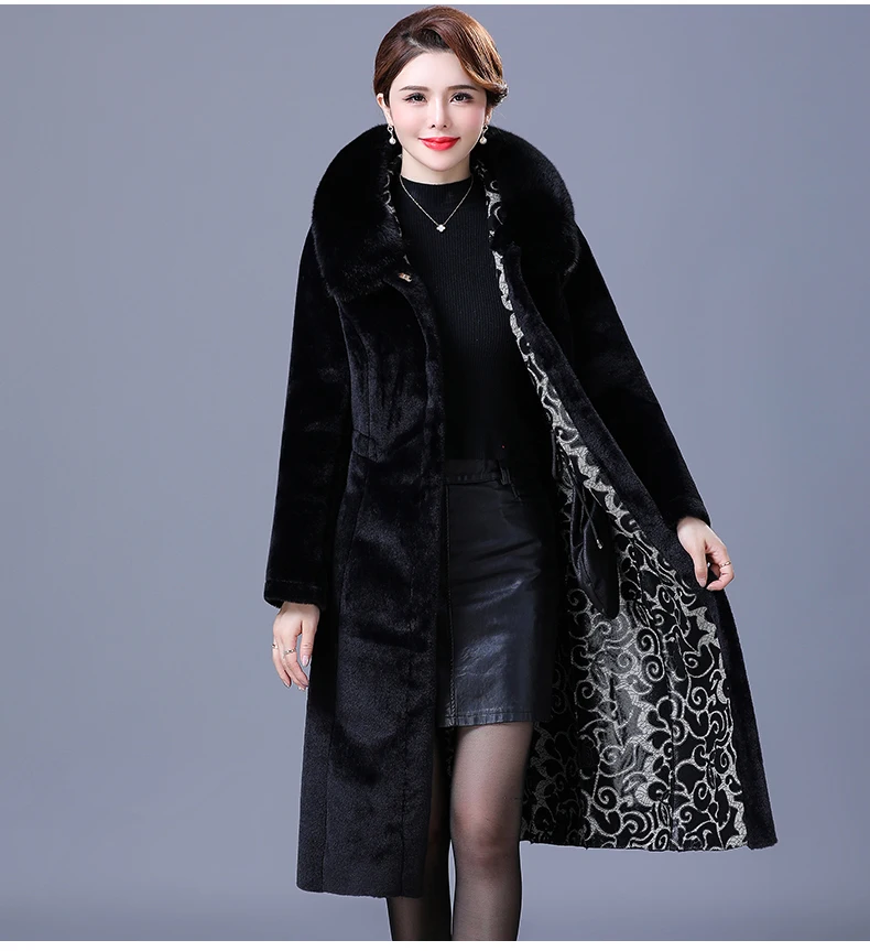 Faux Fur Coat Winter Women Fake Fur Jacket With Hood Warm Soft Keep Warm Knee