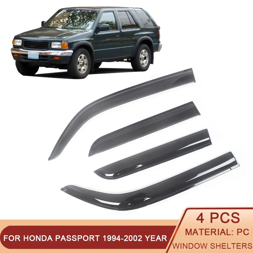 For Honda Passport 1994-2002 Side Window Wind Deflectors Visors Black Rain Guard Door Visor Vent Shades Dark Smoke Ventvisor