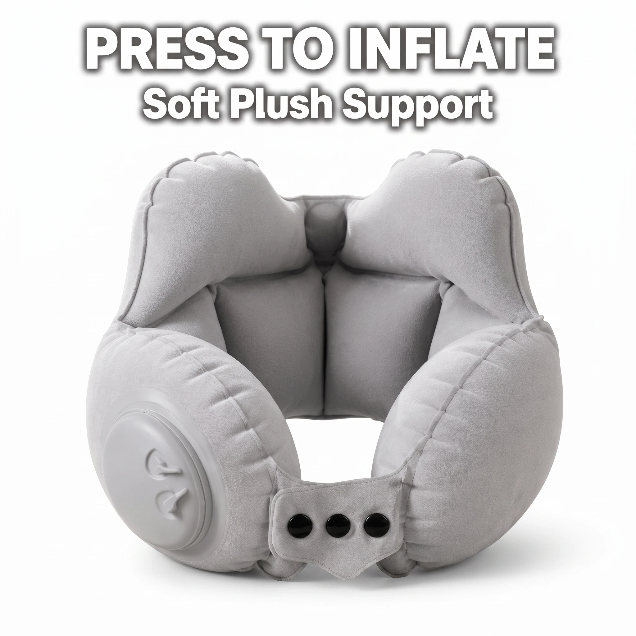 Press Inflatable U‑Shaped Neck Pillow, Portable Foldable Travel Neck Pillow for Airplane Car Office Nap