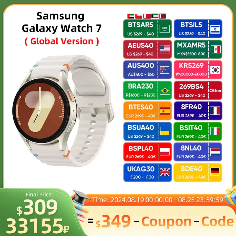 

Samsung Galaxy Watch 7 40/44mm Bluetooth AI Smartwatch Super AMOLED Blood Pressure Measurement Fitness Watch For Galaxy Flip6