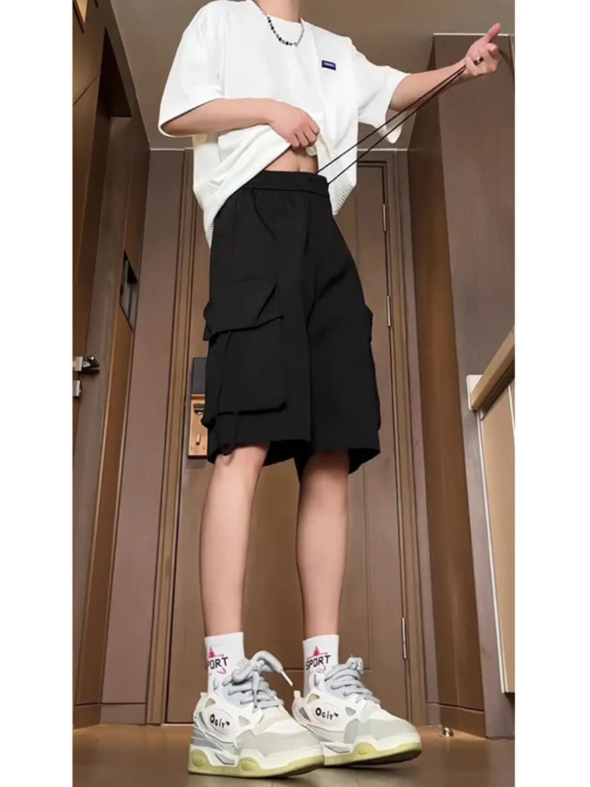 

Bla Workwear 4-Part orts Men's Trendy Brand Summer Thin Qui Dry Sports Five-Part Pants American Functional Parachute Pants