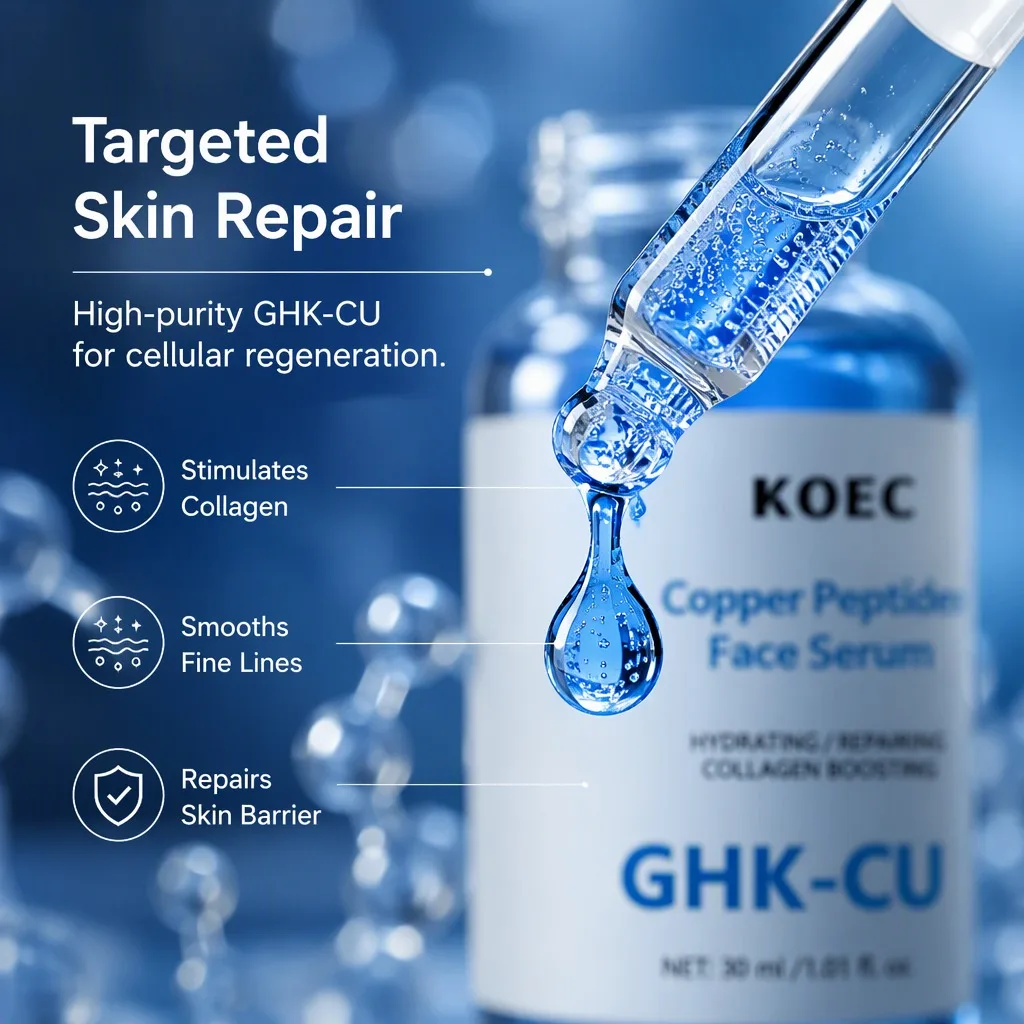 Copper Peptides Face Serum GHK-CU Hydrating Repairing Collagen Boosting Anti-Aging Essence 30ml