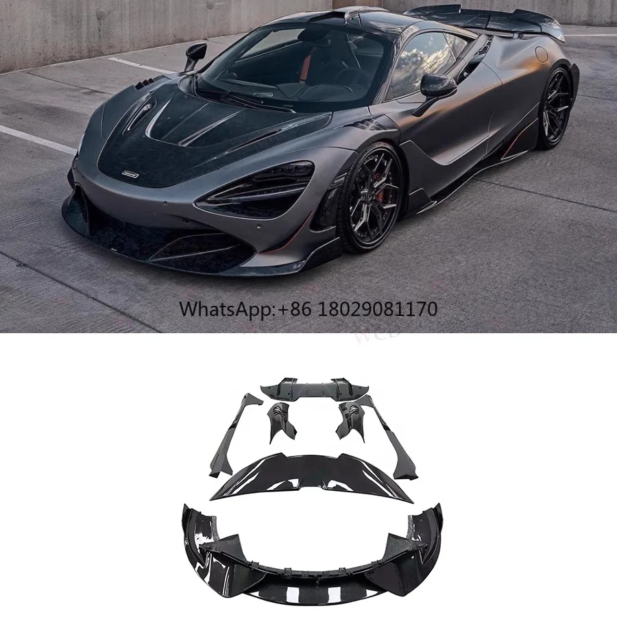 V Style Dry Carbon Fiber Body Kit For Mclaren 720S Car Front Rear Lip Diffuser Side Fenders Rear Spoiler Car Body kits