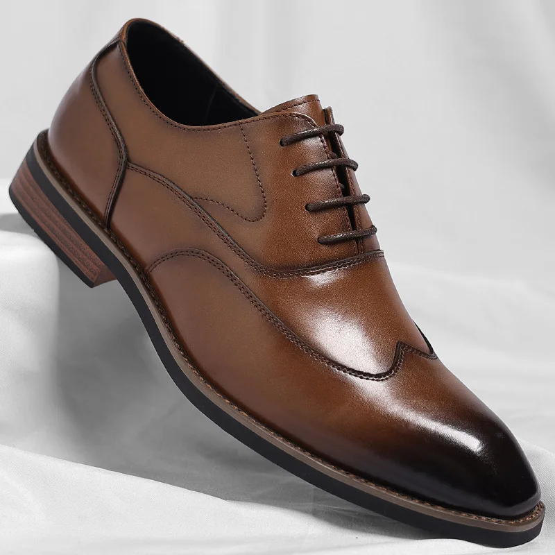 

Men's casual business leather shoes, retro British-style dress shoes, formal wedding groom leather shoes