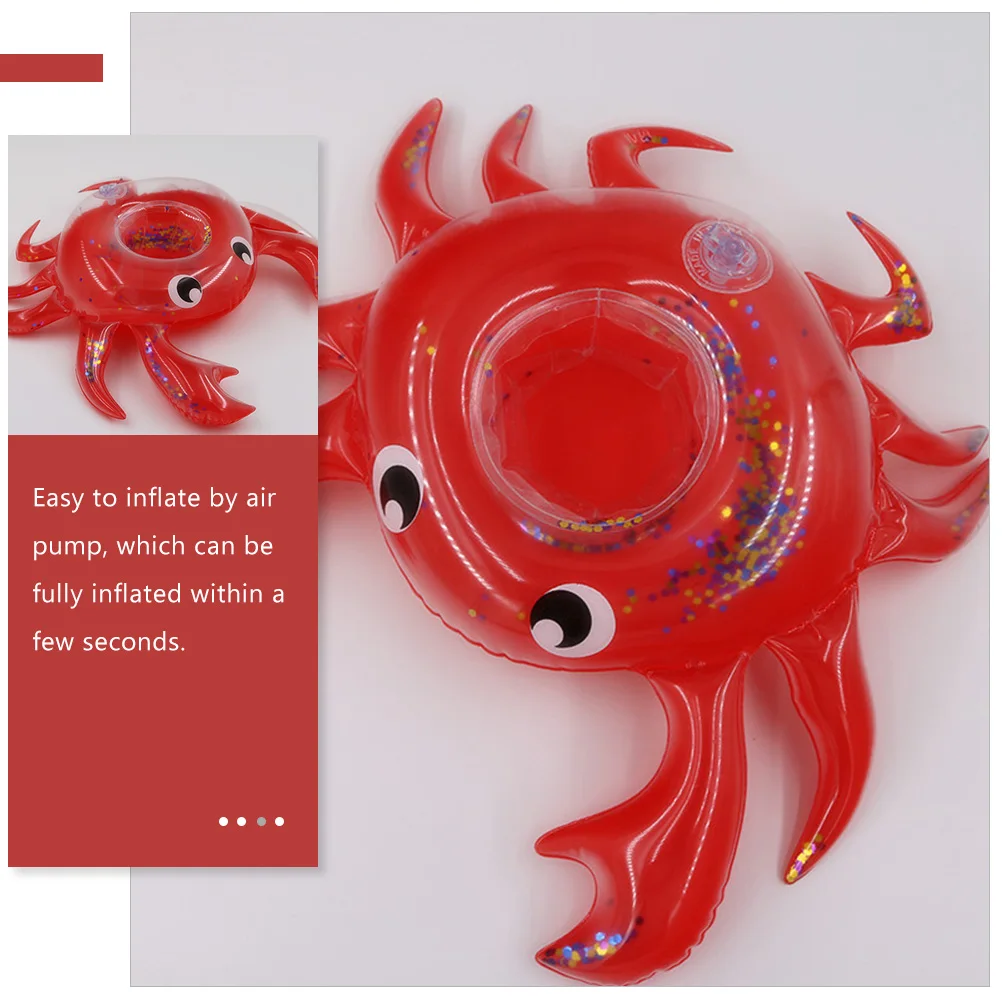 

5pcs Sequin Crab Coasters Inflatable Drink Holders PVC Floating Cup Mats Pool Beverage Floats Home Decor Gifts