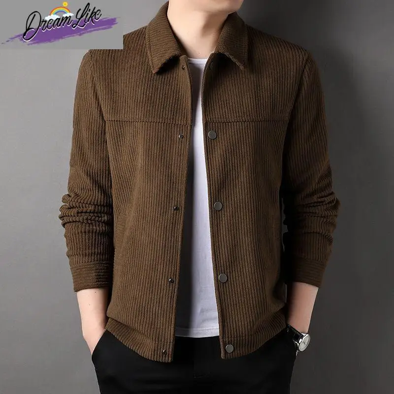 Chaqueta de Pana para Hombre, Otoño Invierno, Moda Casual, con Solapa, Forro Polar, Nueva Colección 2025, Estilo Cómodo, Ropa de Trabajo, Cloud Rhapsody