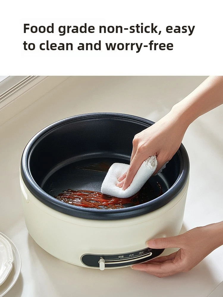 Multi-Cooker Panci Panas Listrik 4L: Steamer, Boiler & Fryer |   Anti Lengket yang Dapat Dilepas, Daya Tinggi 1500W |   Kontrol Panas yang Dapat Disesuaikan