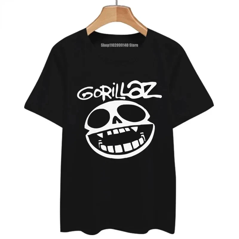 

Summer Men's Oversized 100% Cotton T-shirt Music Band Gorillazs Punk Rock Print 90s Casual Short Sleeve Clothes Grasphic T Shirt