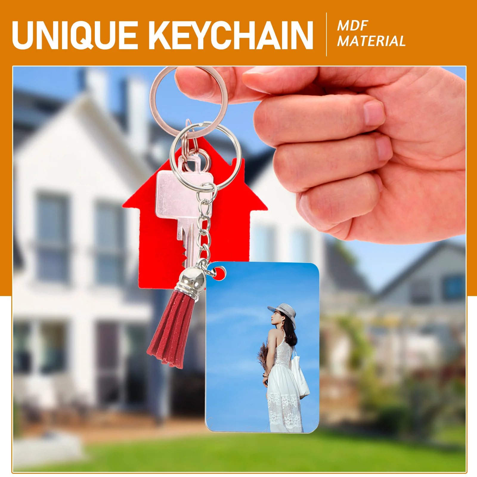 

20 Sets Key Chain Pendant Keychains Kit Decor Wooden Sublimation Mdf Blanks Vintage