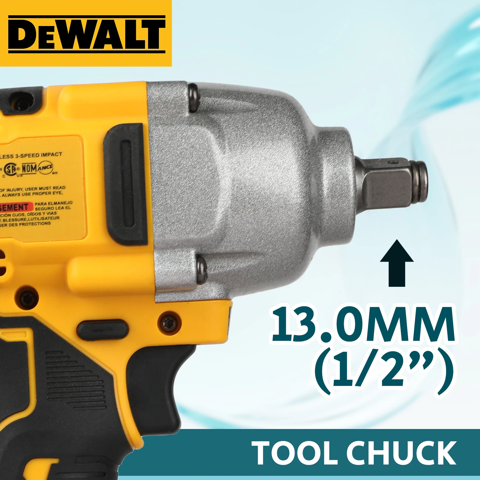 Clé à chocs sans balais de 1/2 pouces, outil électrique sans fil à couple élevé pour la réparation/construction automobile, Compatible avec la batterie DeWalt 20V