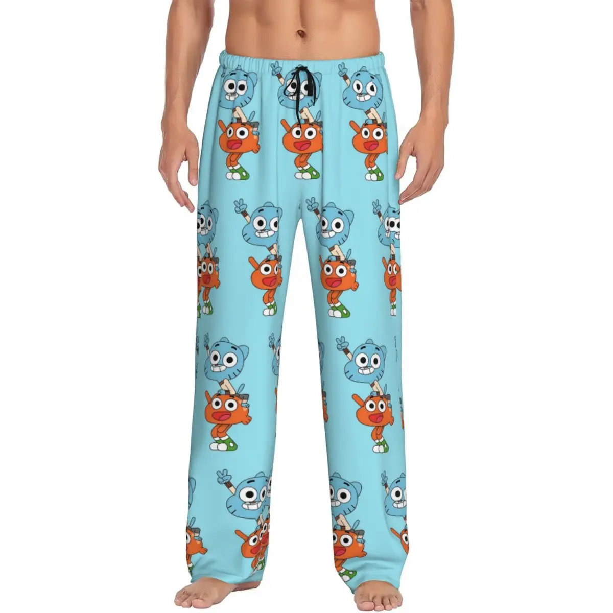 

Custom The Amazing World Of Gumball Pajama Pants Sleepwear Men Elastic Waistband Animated Comedy Sleep Lounge Bottoms Pockets