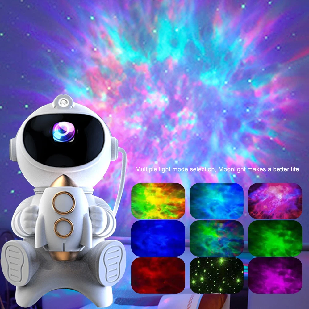 Spaceman Projector Light Starry Night Light Projector 3 Light Colors USB Astronaut Night Light Bluetooth-Compatible Party Favors