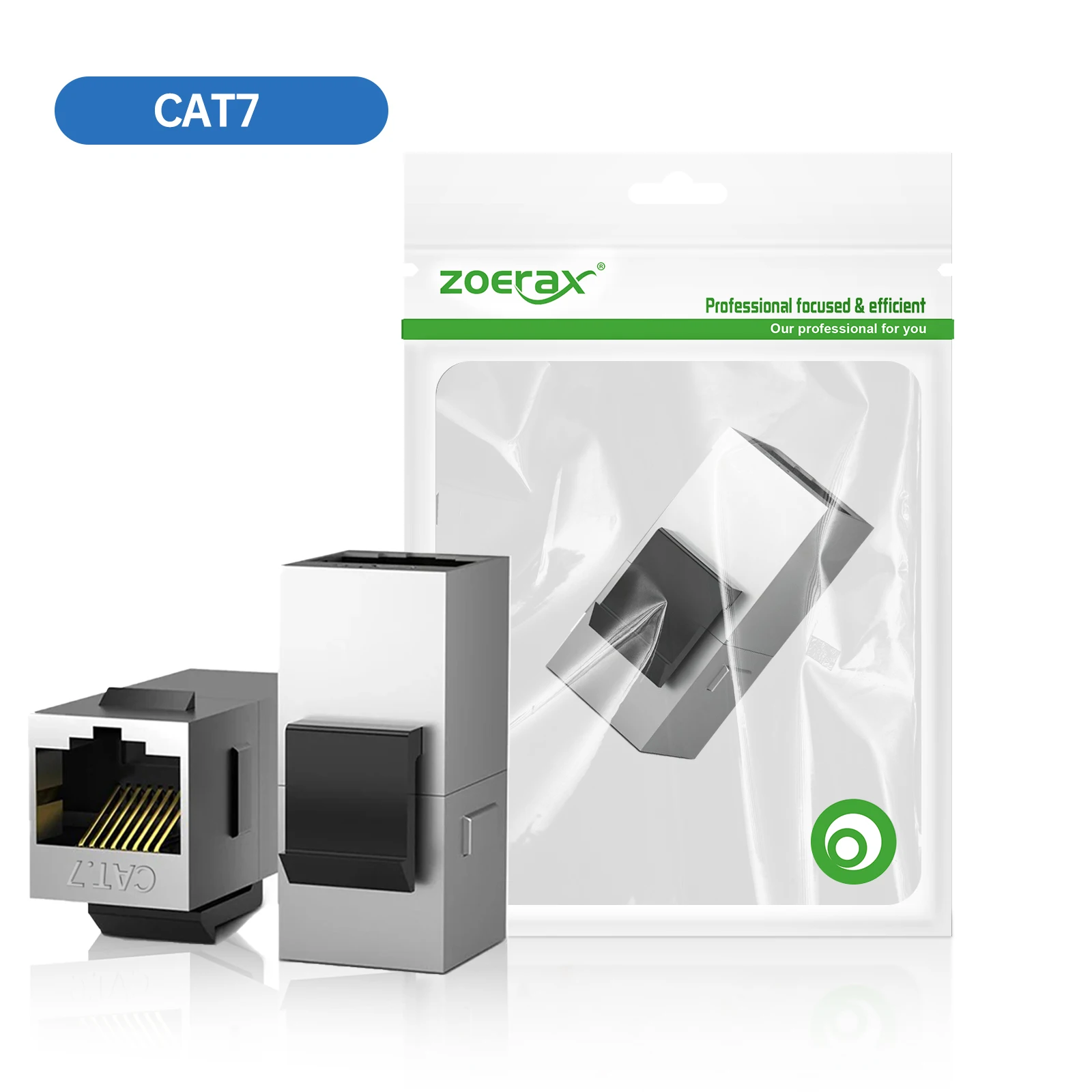 ZoeRax CAT7 Keystone Jack Inline-Koppler, abgeschirmter RJ45 8P8C-Stecker, Cat6/Cat5e, 10 Gbit/s für Ethernet-LAN-Kabelverlängerungsadapter
