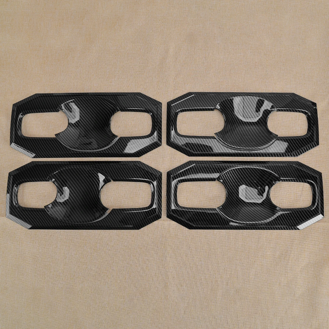 Black Carbon Fiber Style ABS Car Exterior Door Handle Bowl Cover Trim Fit for Toyota Tundra 2022-2023 New High Quality