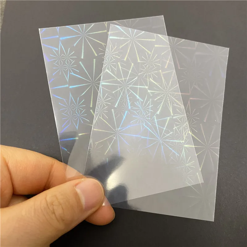 50Pcs/set Wheel Pattern Laser Holographic Protective Film Card Sleeves for 65x90mm Board Cards Holder Shield Cover