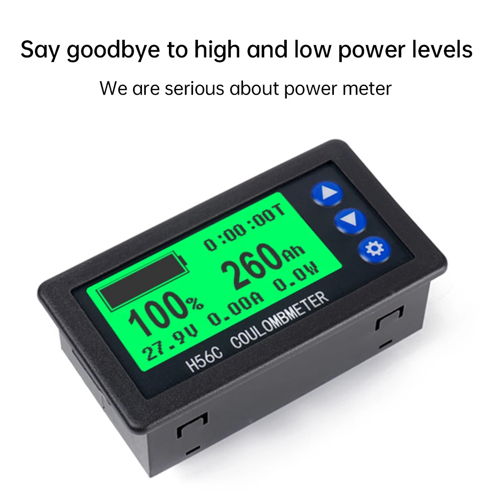 DC 10~100V H56CR Coulomb Meter Battery Capacity Indicator High Precision Lithium Battery Coulomb Tester Voltmeter Ammeter