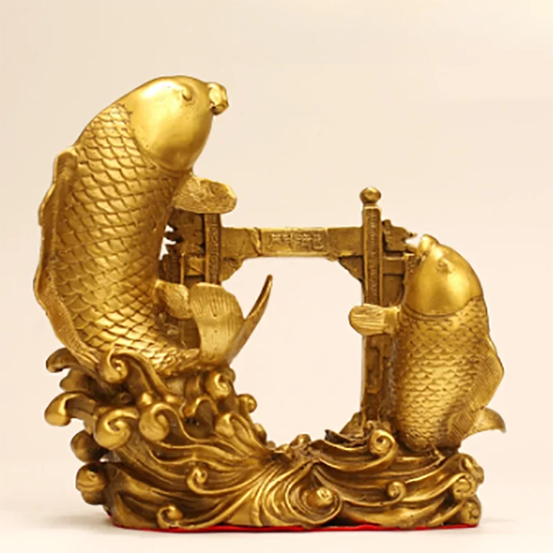 

Gold Chinese Feng Shui Buddha Statues Hand Carved Sculpture Animals Fish Figurines Crafts Ornaments Home Decoration Accessories