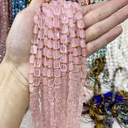 8x10MM Natural Stone Bead Faceted Rose Quartz Amethyst Rectangle Loose Beads DIY for Jewelry Making Necklace Bracelet Beads