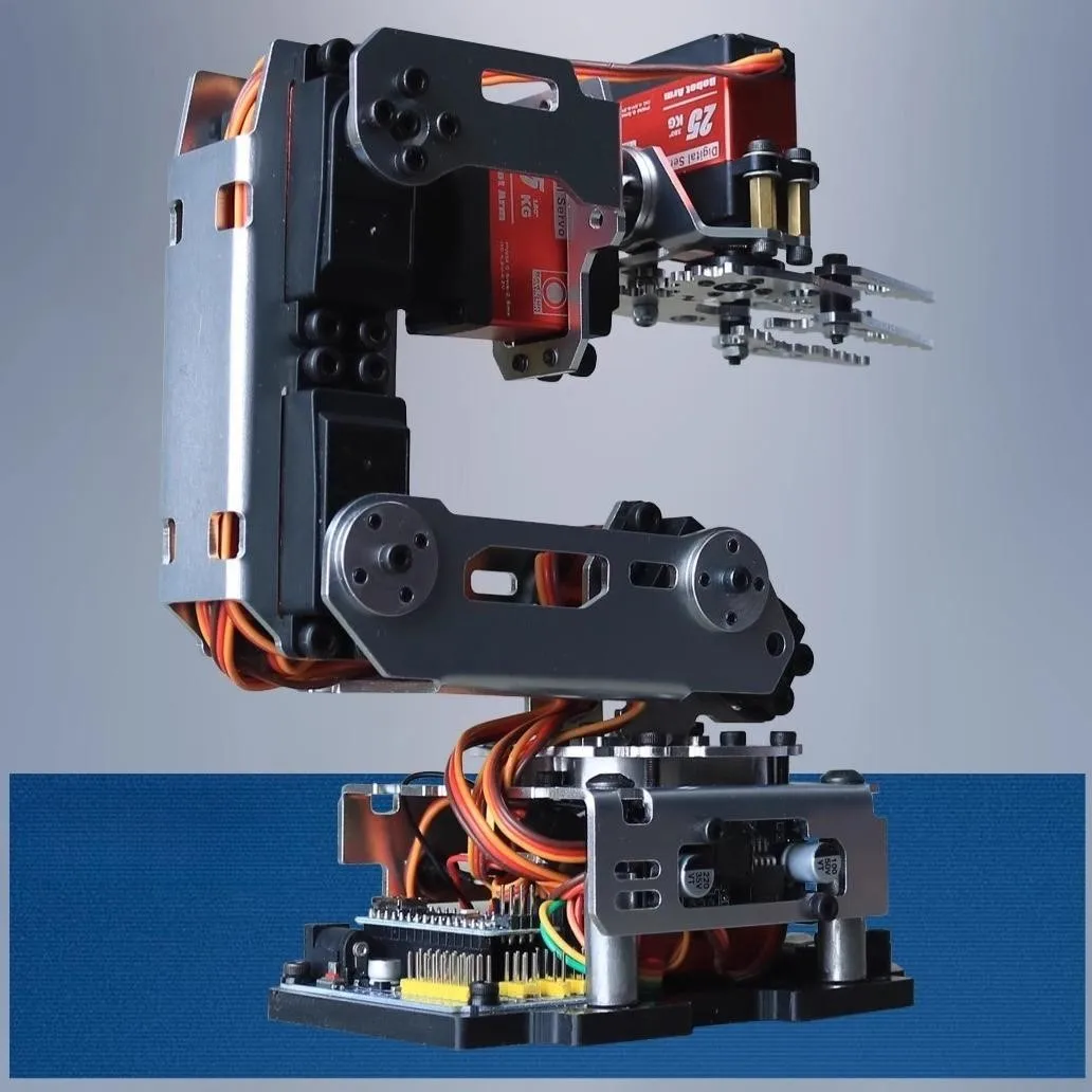 مشبك ذراع الروبوت لاردوينو ، ذراع الروبوت 6 Dof ، معدن ، نانو ميكانيكية ، أرسي ، عدة تصنعها بنفسك مع 20 روبوت رقمي ، تحكم بالتطبيق