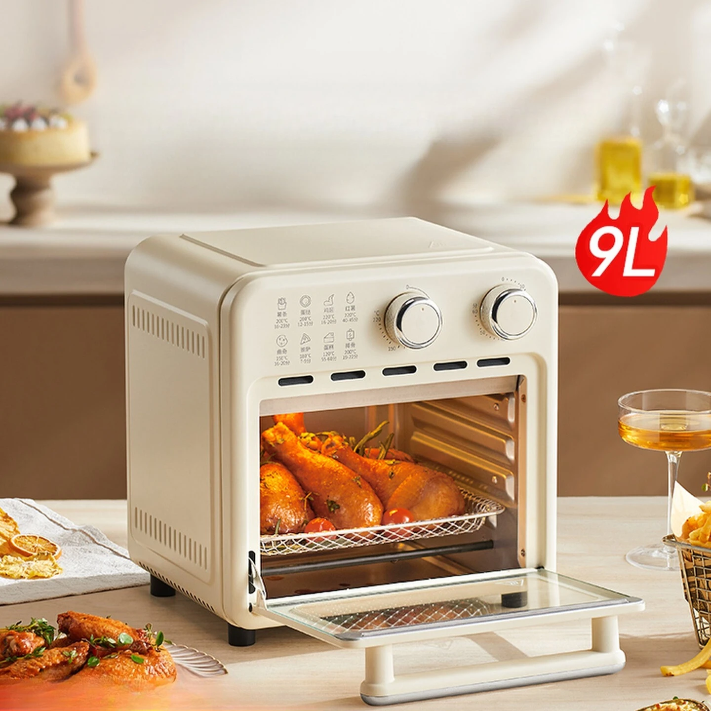 Fritadeira de ar Joyoung Forno elétrico doméstico Novo forno de micro-ondas de grande capacidade fritadeiras elétricas