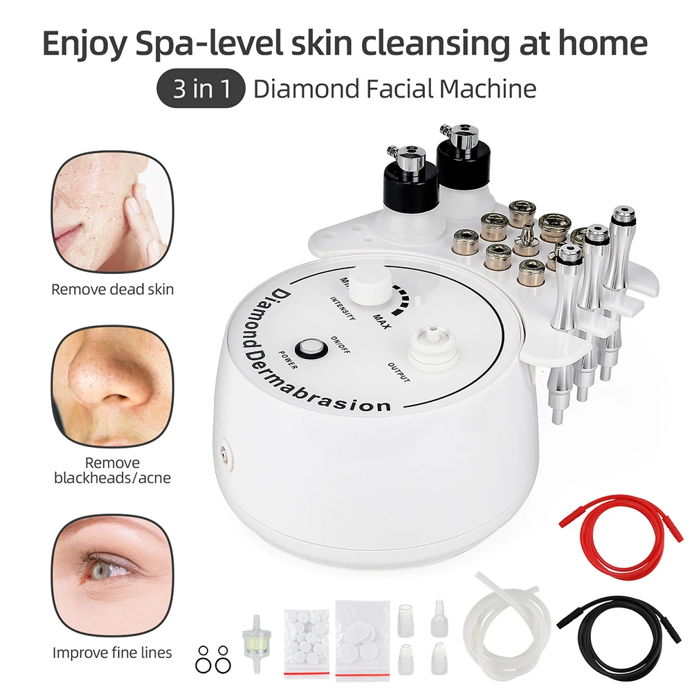 Máquina Profesional 3 en 1 de Microdermoabrasión con Diamantes, Dispositivo de Belleza con Exfoliación por Pulverización, Limpieza Profunda de Poros, Cuidado de la Piel