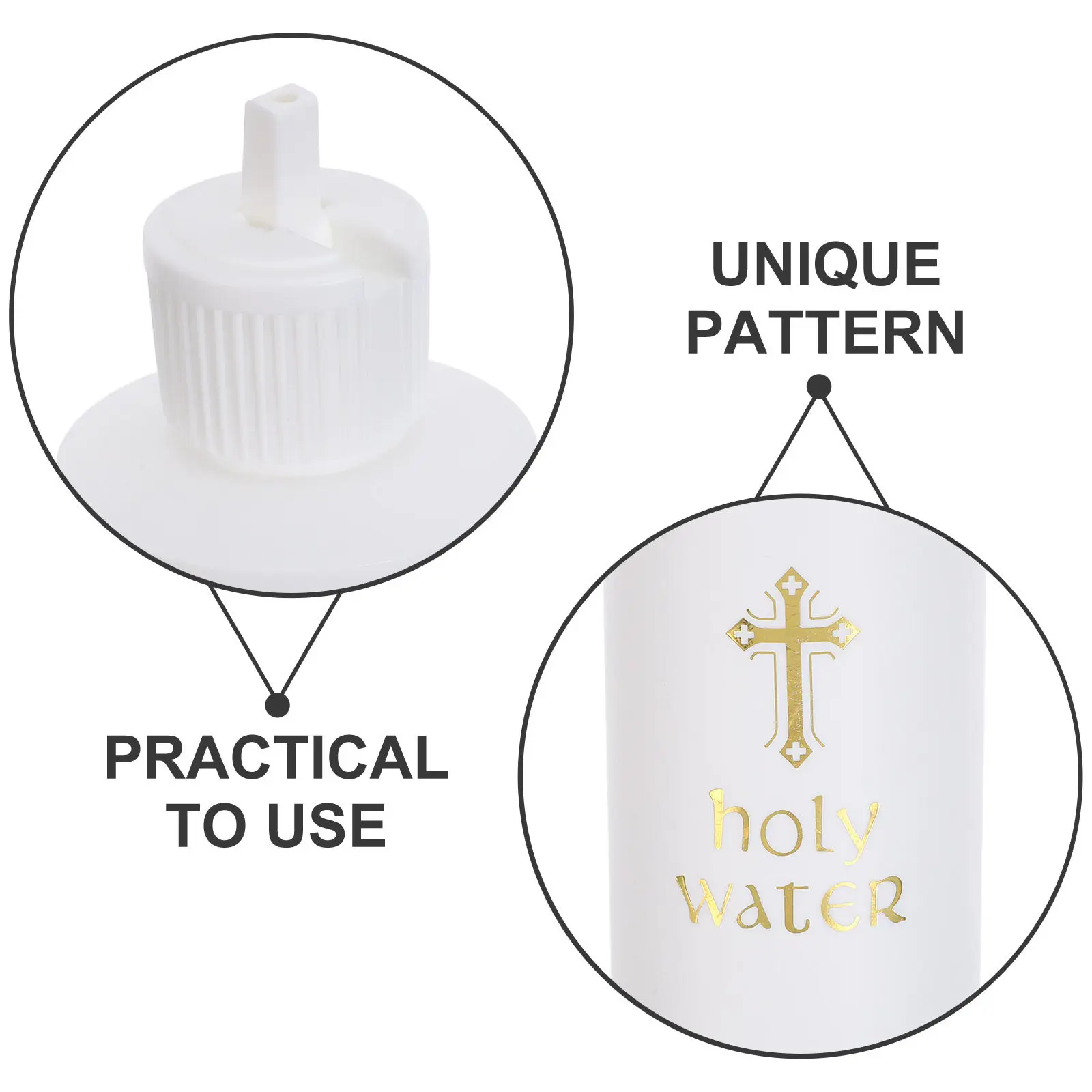 6Pcs Holy Water Bottle Cross Design Plastic Refillable Catholic Church Easter Baptism Sacrament Supplies First Communion Gift