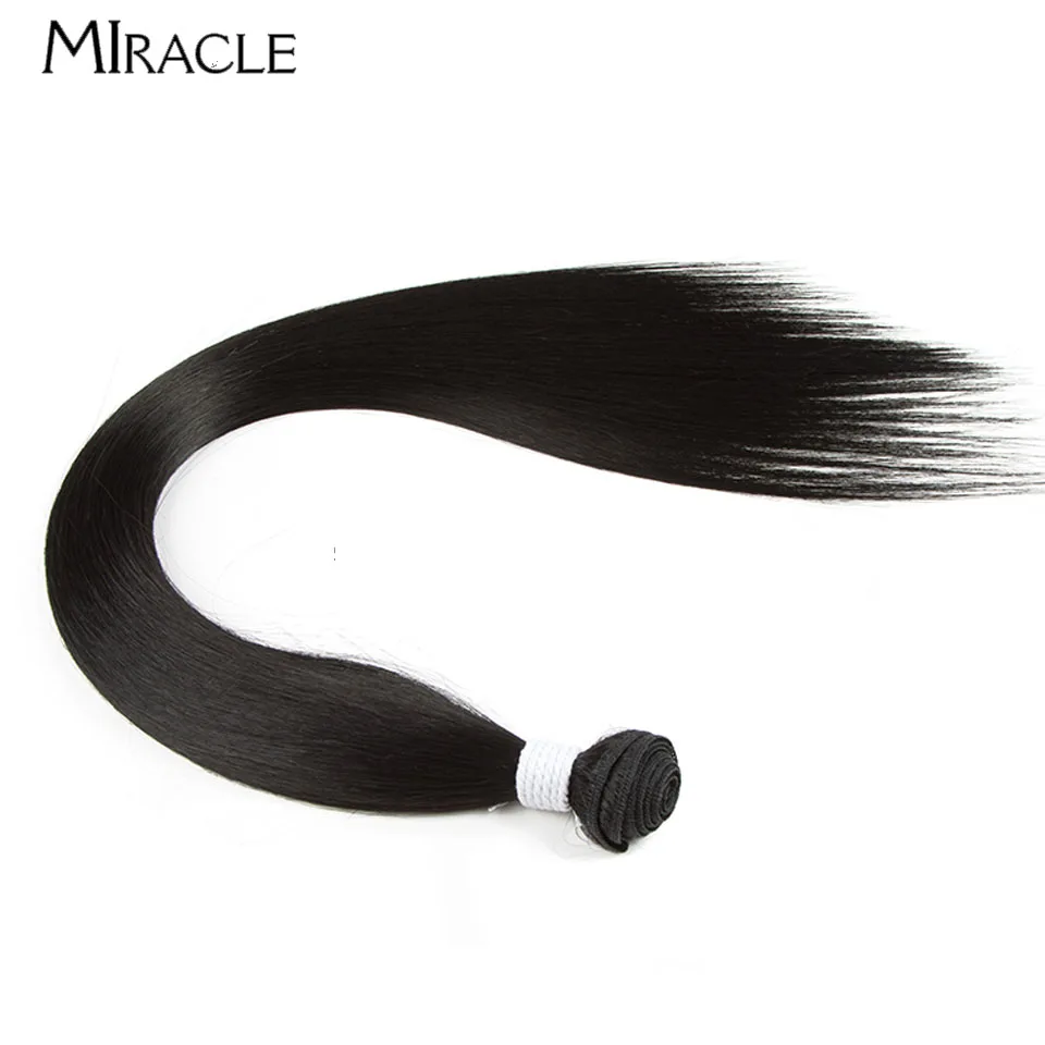 MIRACLE 24 Inch Straight Hair Extensions Synthetic Hair Bundles for Women Blonde Red Hairpiece Colored Super Long Hair Bundles