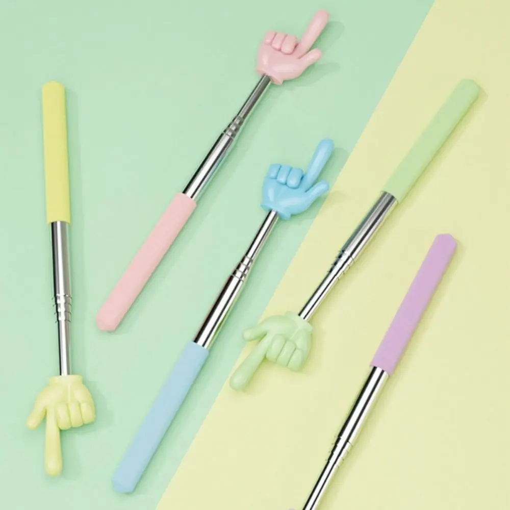 Stainless Steel Teaching Pointer Telescopic Rod Finger Design Teaching Stick Classroom Finger Pointer School Office Supplies