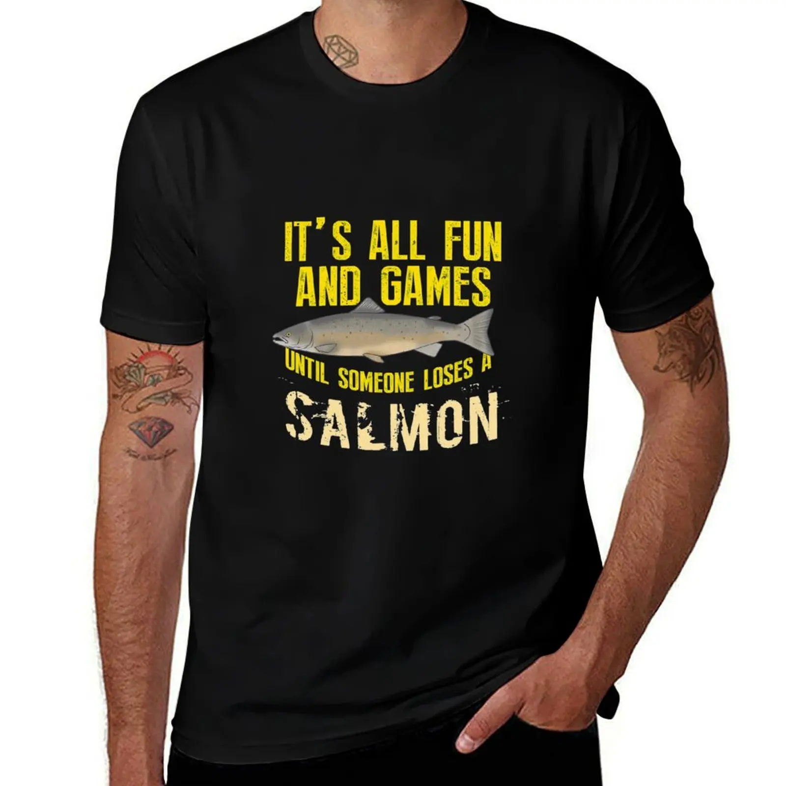 Camisas de hombre, camiseta de agua dulce con gráfico de sal, regalos de pesca, camiseta para hombre y mujer, camiseta de salmón, pesca divertida de pescado