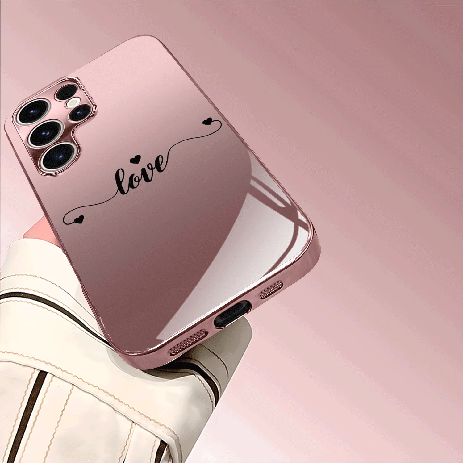 LOVE Pattern Electroplated Glass Phone case, Suitable for Samsung S26/S26 ULTRA/S25/S24/S23/S22/S21/S20 and other models.