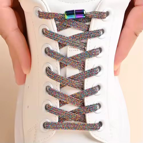 1Pair No Tie Shoe Laces Colorful Buckle Shoelaces Pearl Light Colorful Fashion Without Ties Elastic Laces Sneaker Kids Adult - Image 10