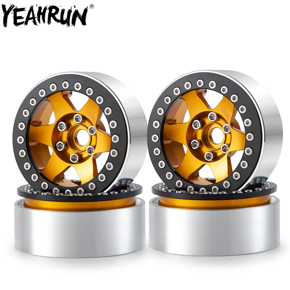 

YEAHRUN 4Pcs 2.2 Beadlock Aluminum Alloy Wheel Rim for 1/10 RC Crawler Car TRX4 TRX-6 Axial SCX10 90046 Wraith RR10