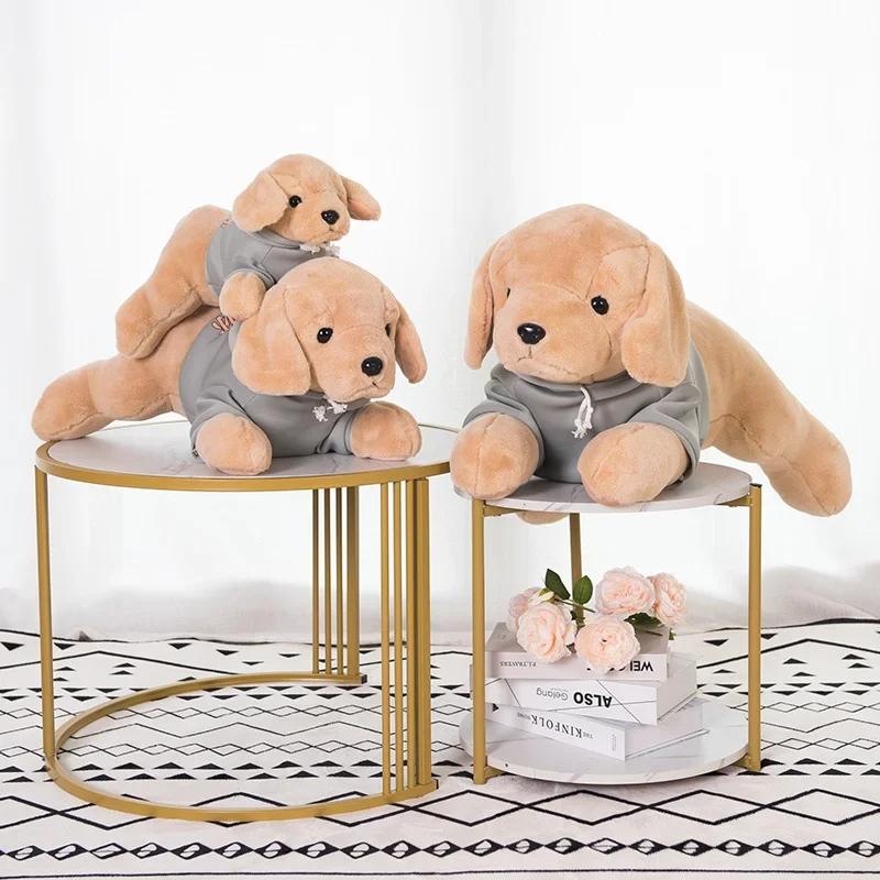 Plush Toy Simulation Dog Golden Retriever Dog With Shirt Simulation Home Decoration Cute Children Accompany Toys Gifts For Kids