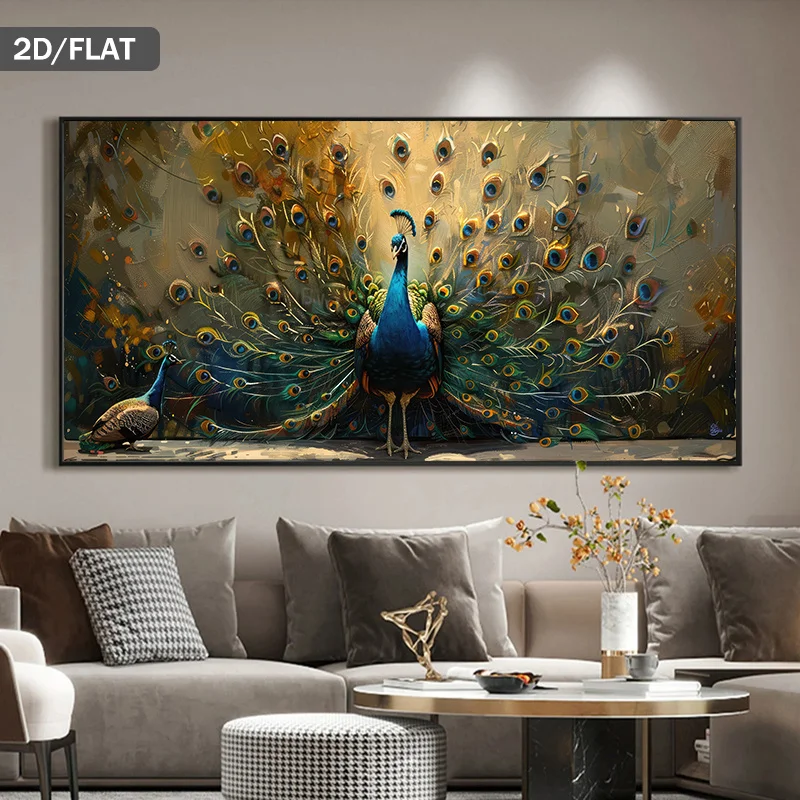 1pc Modern Abstract Canvas Prints Peacock Feathers Poster Painting Wall Art for Living Room Bedroom Frameless Animals Home Decor