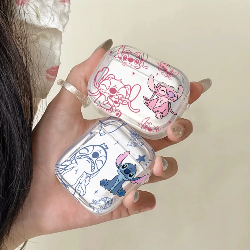 Niedliche Paar-Engel-Design Transparente Silikonhülle für Airpods 4 3 Pro 2 1 Kabellose Kopfhörer Pro2 Schutzhüllen