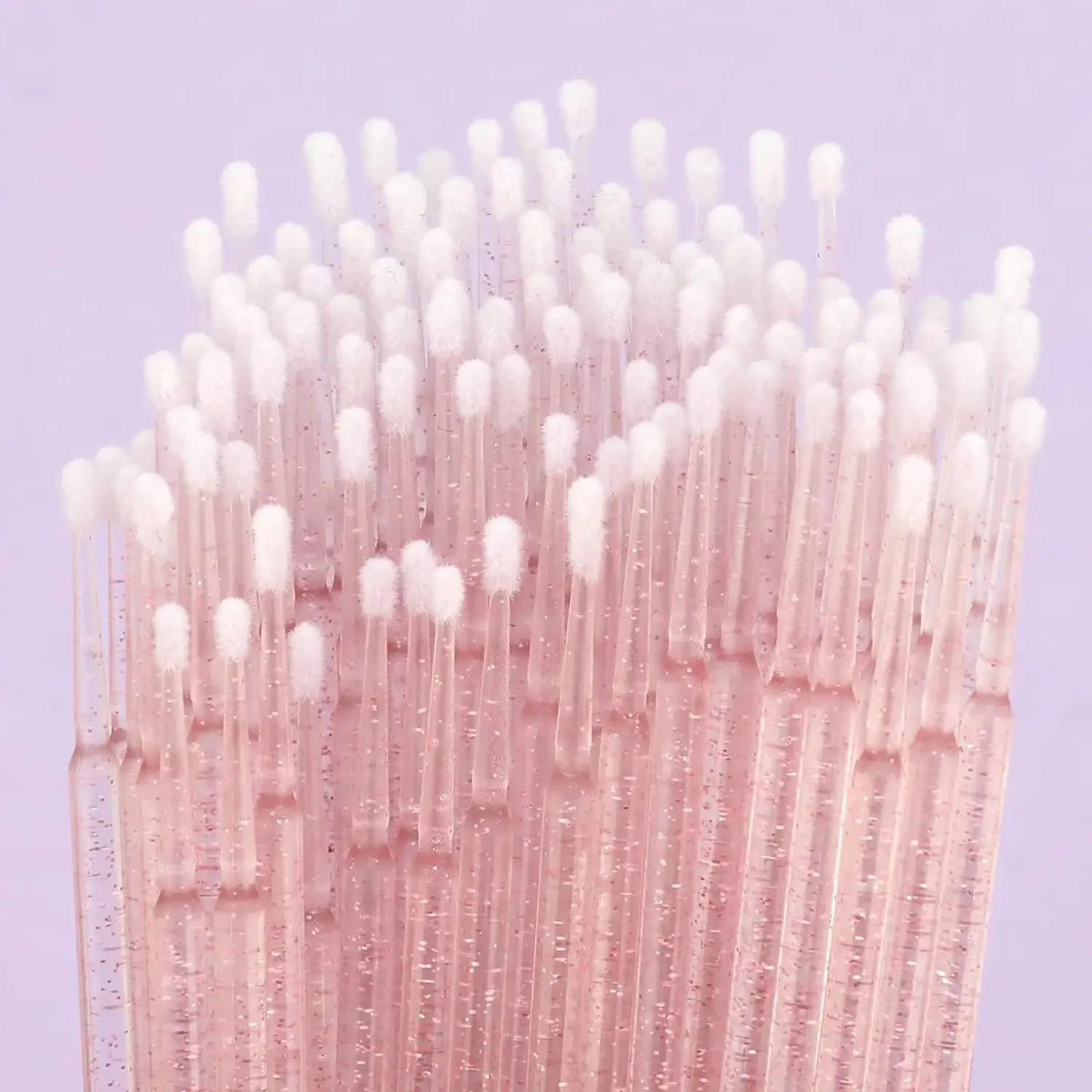 100/500 PCS คริสตัล Micro Applicator แปรงสําหรับขนตา, Micro Cotton Swabs,ริมฝีปากมาสคาร่าสีชมพู Microbrush LAUKISS