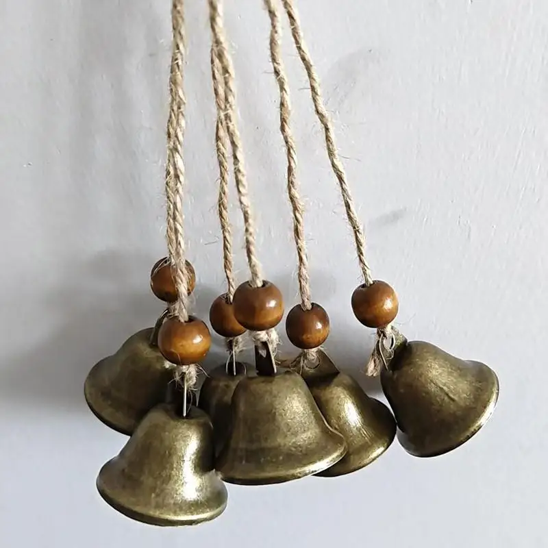 Böhmische Windspiele 6/8 Bronze-Glocken Bunte Holzperlen Handgefertigte Boho-Hängedekoration Garten Terrasse Hof Rustikale Heimdekoration