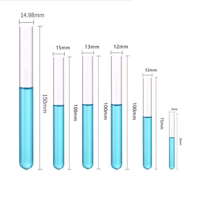 

Glass test tube high borosilicate flat mouth round bottom test tube high temperature resistant chemical experimental equipment