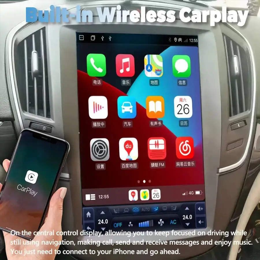 Qled Screen 12.8inch Android 15 Carplay Qled Stereo GPS For Opel Insignia Buick Regal 2013-2025 Car Video Multimidia Player HU