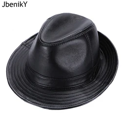 New Men Real Genuine Sheepskin Leather Cowboy Hats Fashion New Style Real Natural Leather Cap Hat Sale Real Sheep Leather Caps