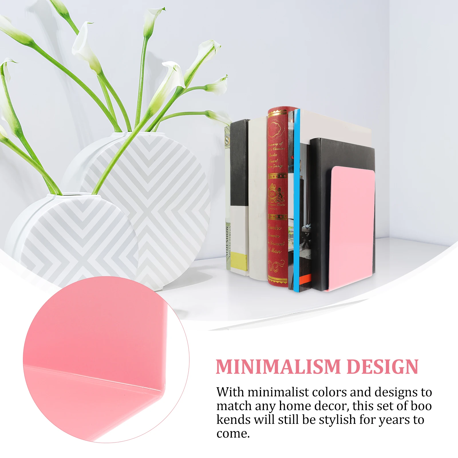 

2Pcs Bookends PP Material Desktop File Book Organizers Minimalist Use Sturdy Book Holders Decorative Stand