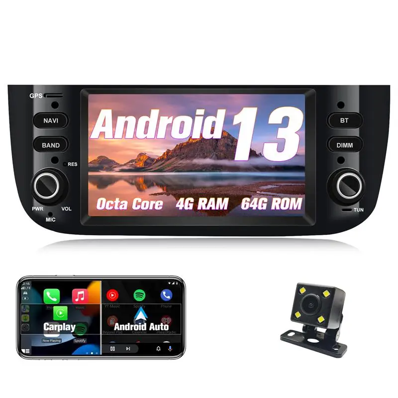 

Android car radio for Fiat Linea Punto Evo 2012-2015 stereo screen Carplay Android Auto Bluetooth GPS Navigation FM radio 6.2’
