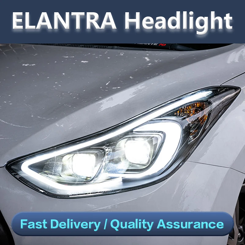 

Car Styling For 2012-2018 Hyundai Elantra Headlights MD LED Headlight DRL Q5 Bi Xenon Lens High Low Beam Parking Fog Lamp